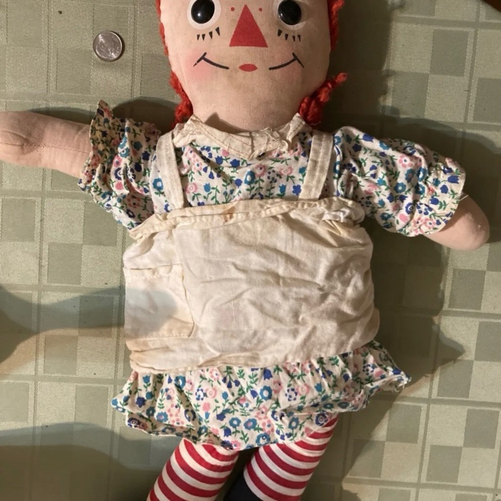 Antique 16" Raggedy Ann Doll by Knickerbocker in Dress & Apron & Knickers!